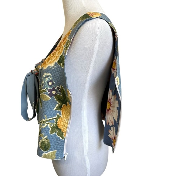 My Boyfriend's Back Womens Floral Quilted Bustier Corset Top SZ Large Blue USA - Picture 7 of 9